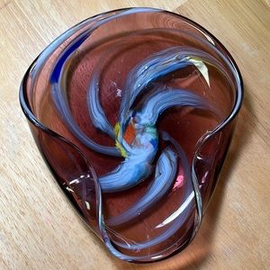 End of Day glass tray, unsigned